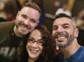 Dubladora da Lara Lor-Van, Telma da Costa junta com com dublador do Desmond Farr (Cafi Balloussier) com dublador Daniel Carrarini na Pré-Estreia.