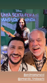 Diretor de dublagem Duda Espinoza com dublador Armando Tiraboschi e a Andrea Murucci segurando a guitarra ao fundo.