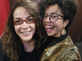 Dubladora da Lara Lor-Van, (Telma da Costa) junta com á dubladora da Kendra Saunders / Mulher-Gavião (Pamella Rodrigues) na Pré-Estreia.