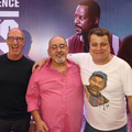 Dubladores do Mike Lowrey e Marcus Burnett (Márcio Simões,Mauro Ramos) com o diretor de dublagem Manolo Rey na Pré-Estreia Parte 2.