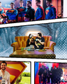 Compilação (dublador do Kal-El / Clark Kent / Superman, Diego Lima junto com cosplayers/sendo entrevistado no cenários imitando a fortaleza da solidão, e a outra com o elenco.)