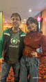 Dubladora Nick Maia junto com dublador do Hal Jordan/Lanterna Verde na Pré-Estreia.