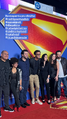 Dubladores de Lex Luthor, Kendra Saunders / Mulher-Gavião, Kal-El / Clark Kent / Superman, Michael Holt / Senhor Incrível, Lois Lane (Rodrigo Antas, Pamella Rodrigues, Diego Lima, Rafael Pinheiro, Natália Alves) juntos com diretora de dublagem.