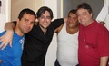 Da esquerda para direita: Marcelo Garcia, Guilherme Briggs, Mauro Ramos e Marco Antônio, durante uma palestra sobre a dublagem de Aqua Teen.